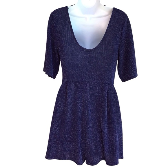 Mi Ami Navy Blue Shimmer Romper Size Medium - Picture 3 of 10